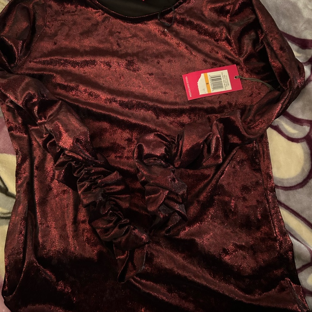 Velvet Burgundy Long Sleeve Top